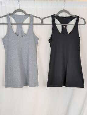 BUNDLE 2 Lululemon Cool Racerback Tanks Black Heathered Grey | PTP 15"